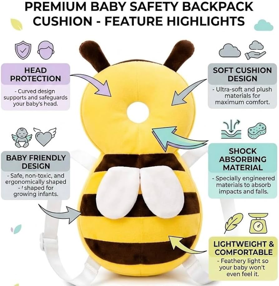 Baby Head Protector Cushion | Soft Safety Backpack For Toddlers