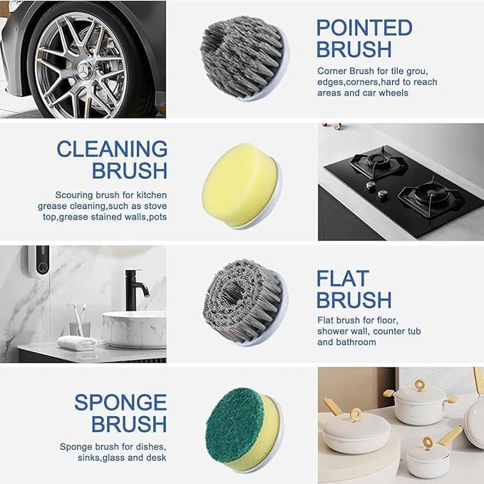Electric Rotary Cleaning Brush with 3 Brush Head | USB Rechargeable |