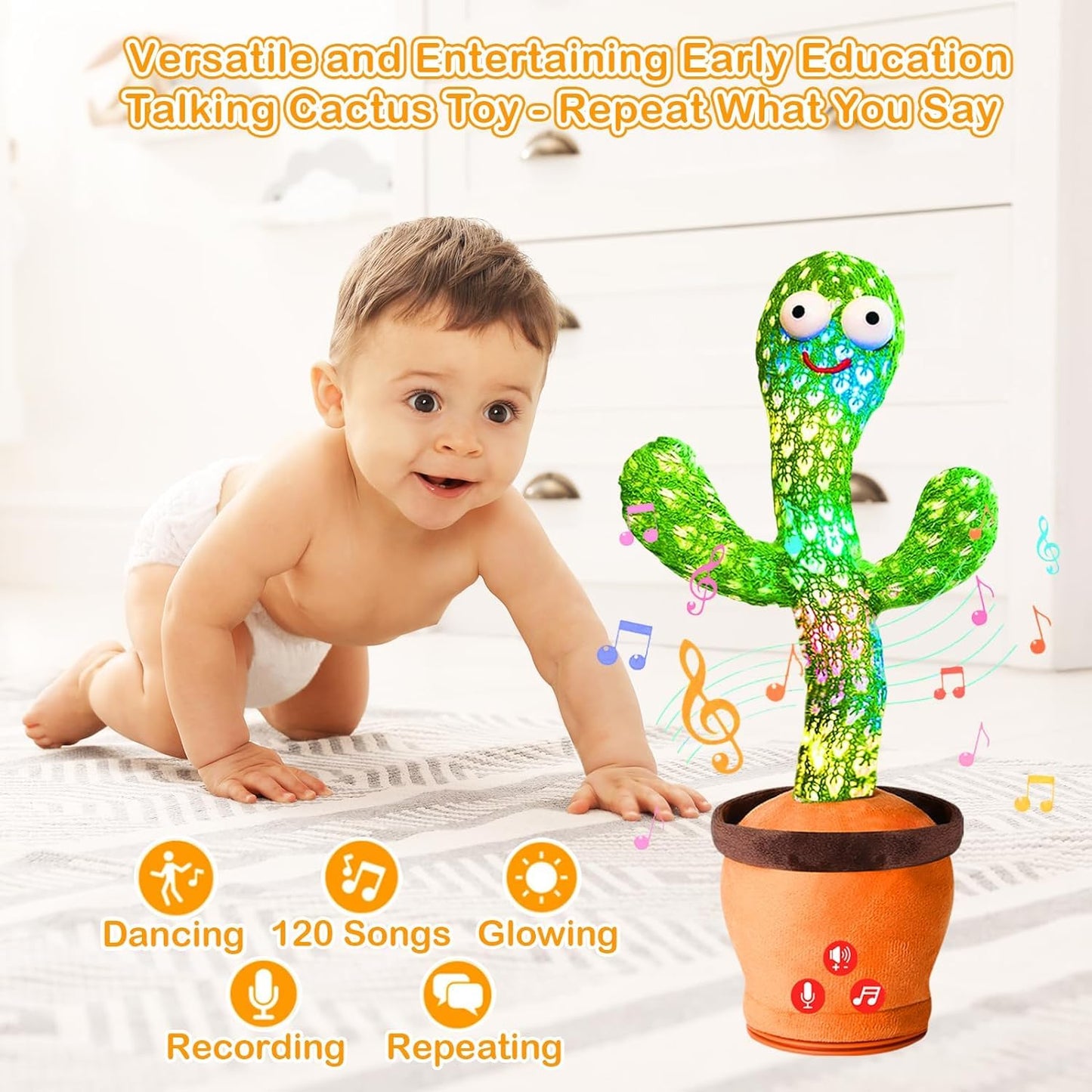 Talking Cactus Toy | Repeat & Sing Fun Toy for Kids | USB Rechargeable |