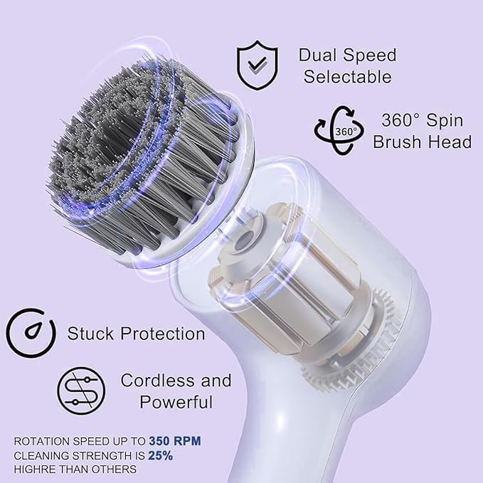 Electric Rotary Cleaning Brush with 3 Brush Head | USB Rechargeable |